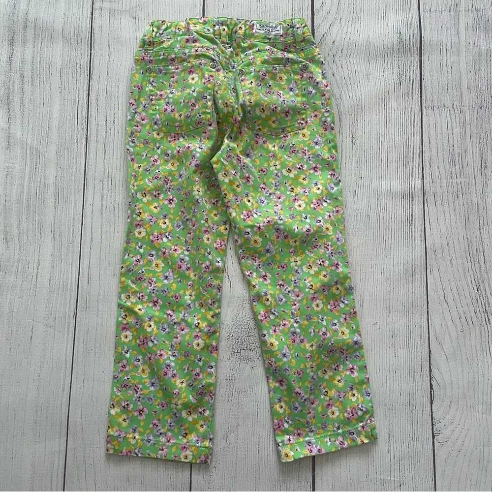 Ralph Lauren Girls Light Green Floral Pants Size 6X